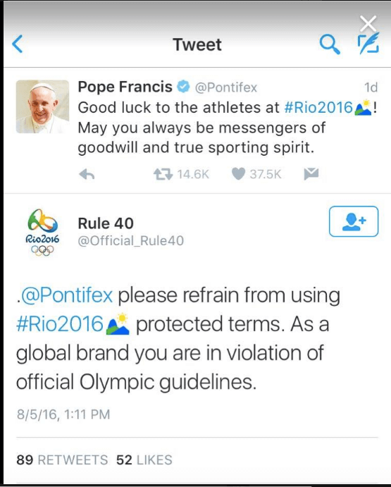 The Pope Tweets About the Games