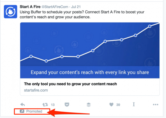 Start a Fire’s Twitter ad